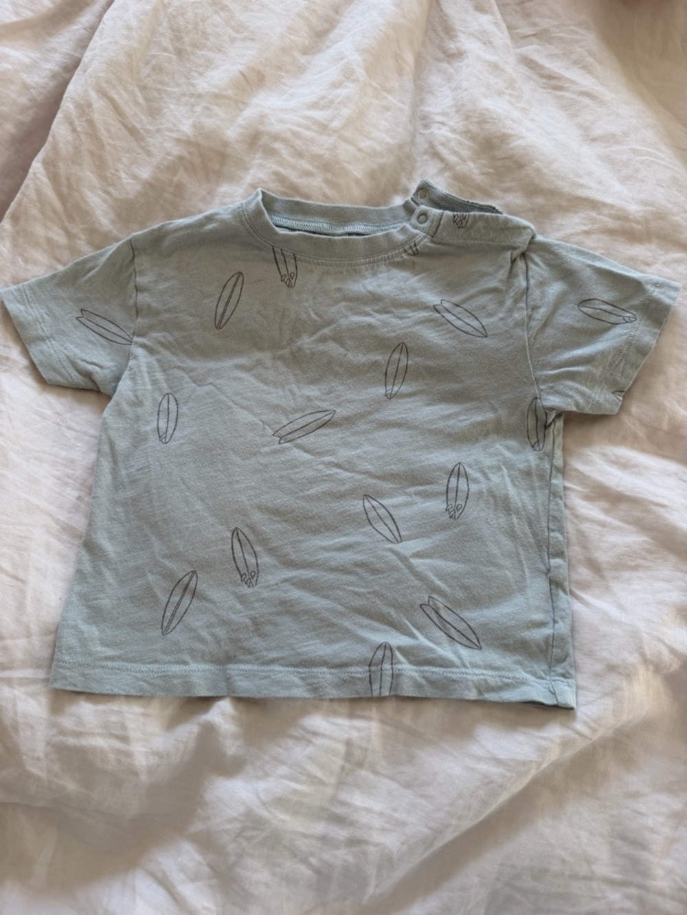 Rylee + Cru Kids Light Blue Surfboard Print Tee: 18-24mo